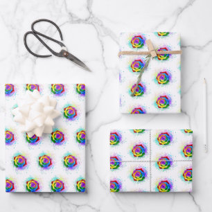 Rose des Regenbogens Geschenkpapier Set