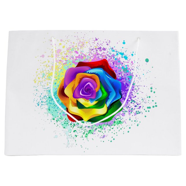 Rose des Regenbogens Große Geschenktüte (Vorderseite)