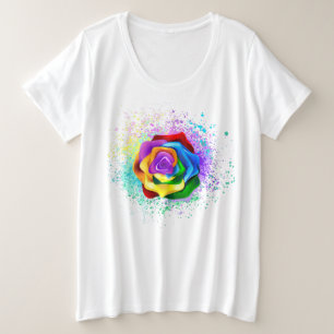 Rose des Regenbogens Große Größe T-Shirt