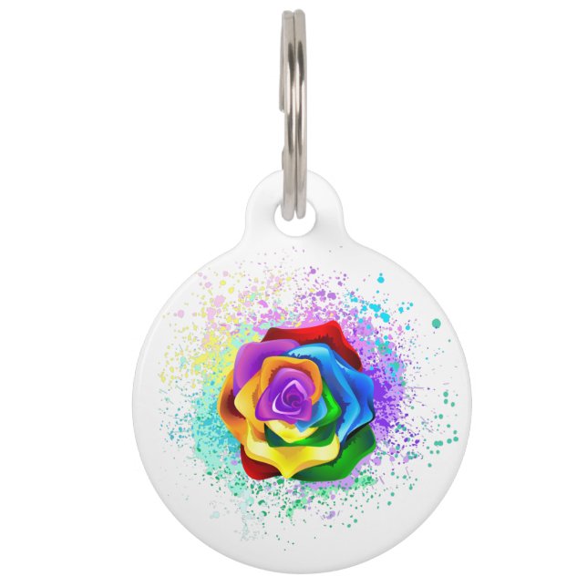 Rose des Regenbogens Haustiermarke (Vorderseite)