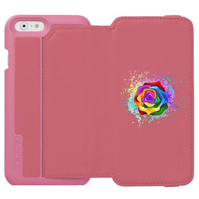 Rose des Regenbogens Incipio iPhone Geldbeutel-Hülle (Folio Geöffnet)
