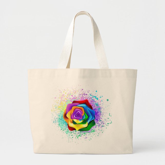 Rose des Regenbogens Jumbo Stoffbeutel (Vorne)