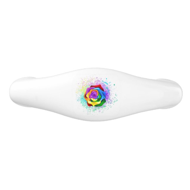 Rose des Regenbogens Keramik Schubladengriff (Vorderseite)
