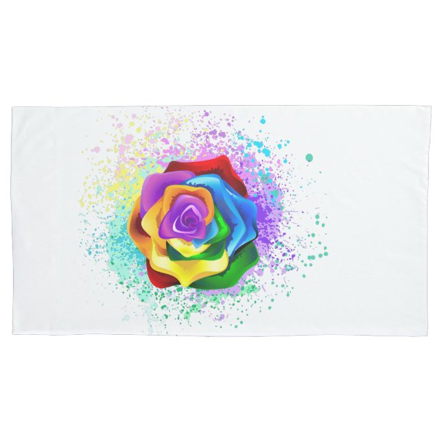 Rose des Regenbogens Kissenbezug (Vorderseite-Links)