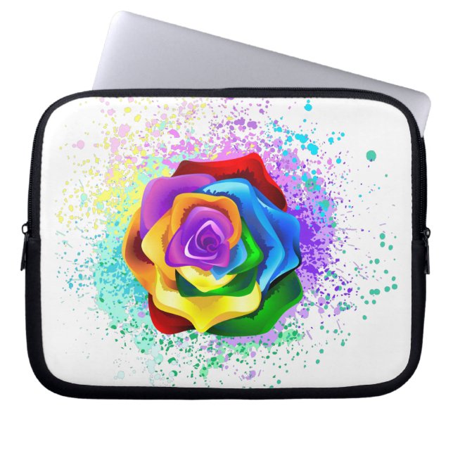 Rose des Regenbogens Laptopschutzhülle (Vorderseite)