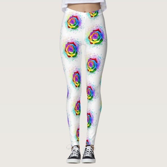Rose des Regenbogens Leggings (Vorderseite)