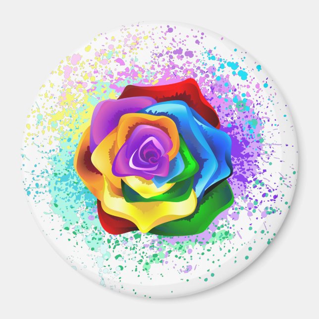 Rose des Regenbogens Magnet (Vorne)