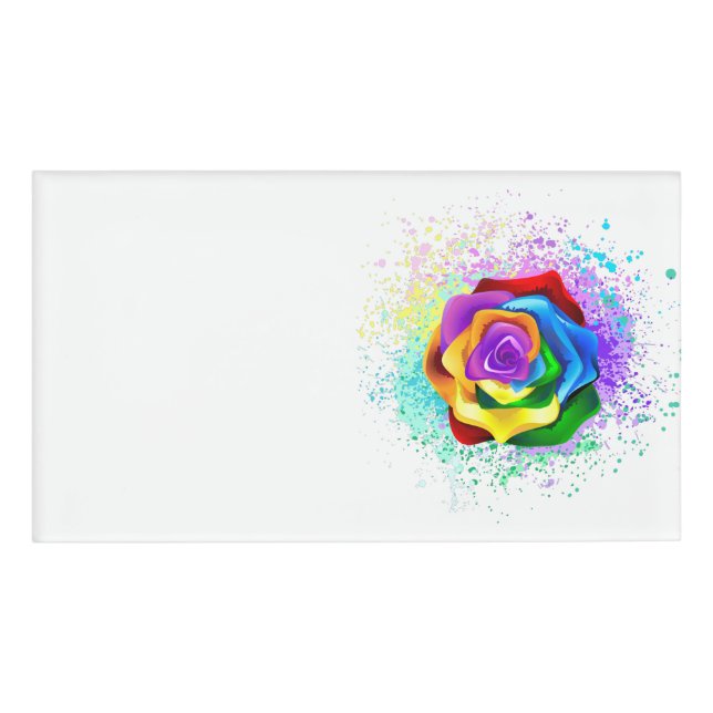 Rose des Regenbogens Namenschild (Vorderseite)