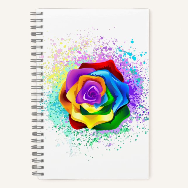 Rose des Regenbogens Notizbuch (Vorderseite)