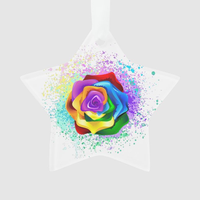 Rose des Regenbogens Ornament (Vorderseite)
