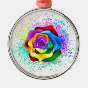 Rose des Regenbogens Ornament Aus Metall