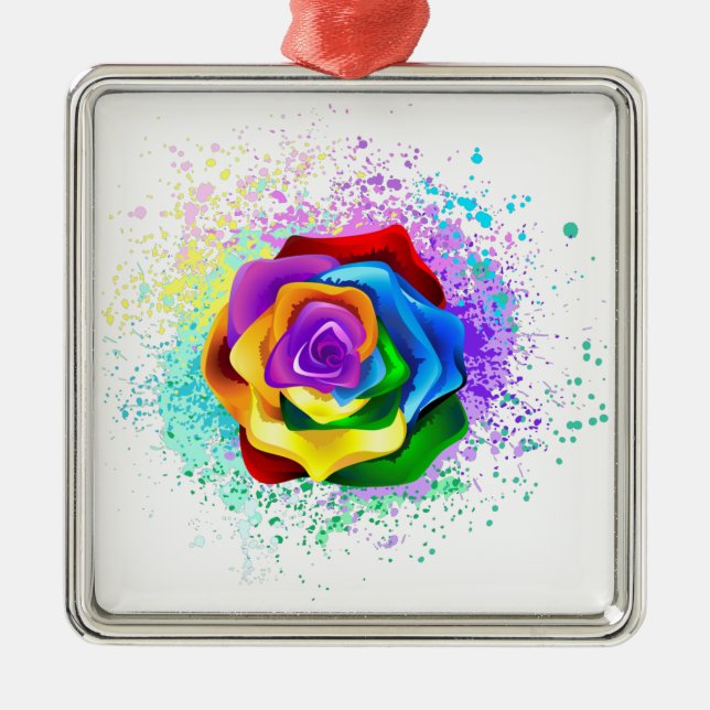 Rose des Regenbogens Ornament Aus Metall (Vorne)
