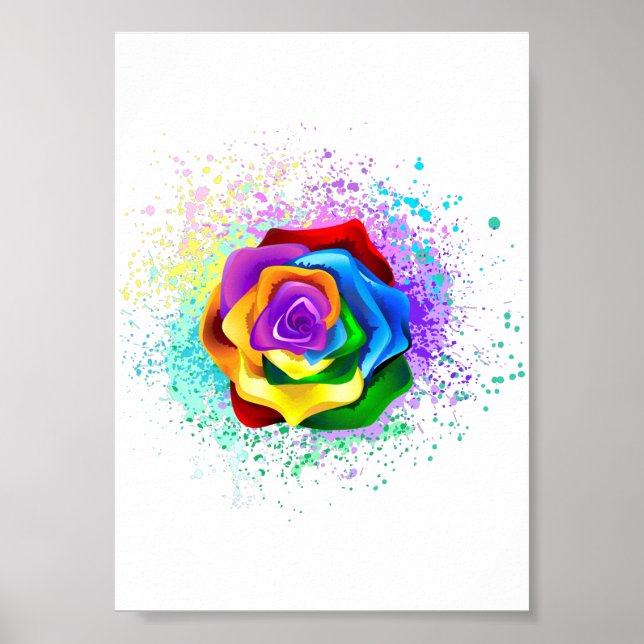 Rose des Regenbogens Poster (Vorne)