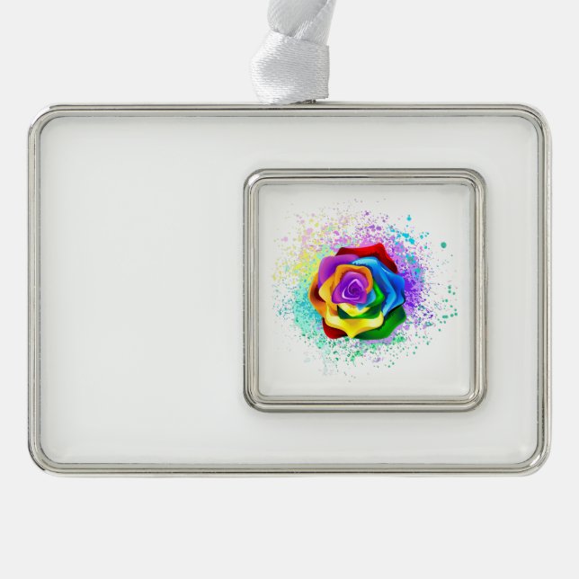 Rose des Regenbogens Rahmen-Ornament Silber (Vorderseite)