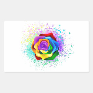 Rose des Regenbogens Rechteckiger Aufkleber