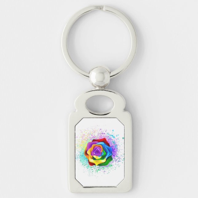 Rose des Regenbogens Schlüsselanhänger (Vorderseite)