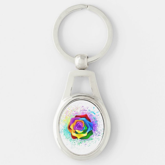 Rose des Regenbogens Schlüsselanhänger (Vorderseite)