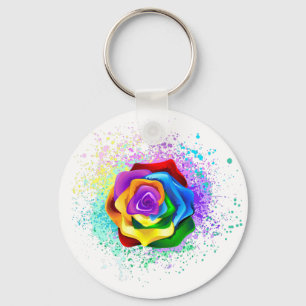 Rose des Regenbogens Schlüsselanhänger