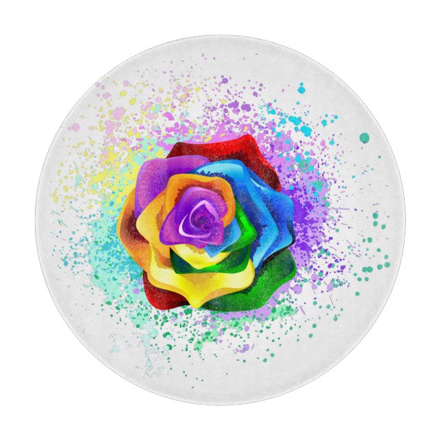 Rose des Regenbogens Schneidebrett (Vorderseite)