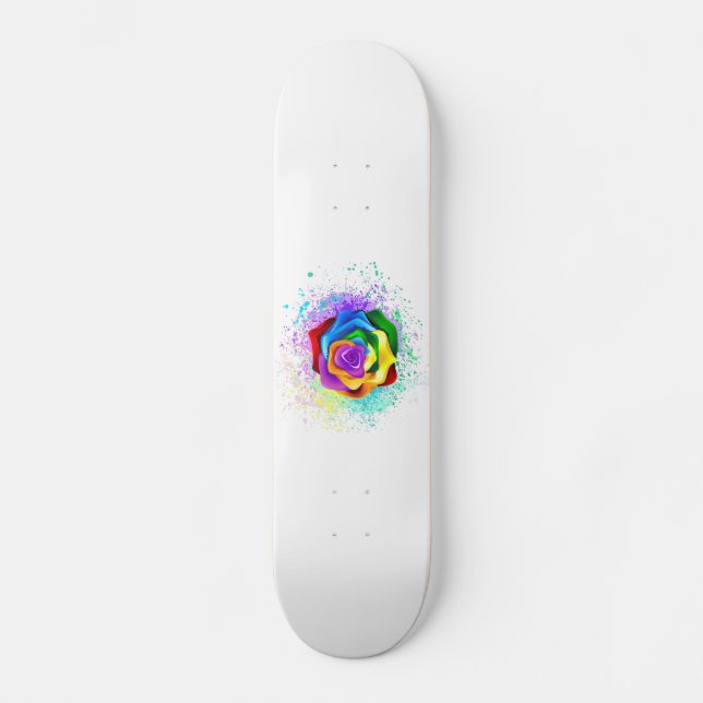 Rose des Regenbogens Skateboard (Vorderseite)