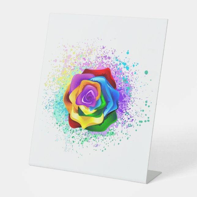 Rose des Regenbogens Sockelschild (Vorderseite)