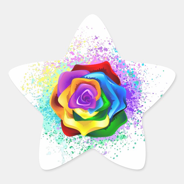 Rose des Regenbogens Stern-Aufkleber (Vorderseite)