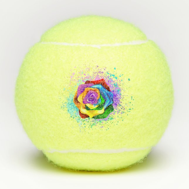 Rose des Regenbogens Tennisbälle (Vorderseite)