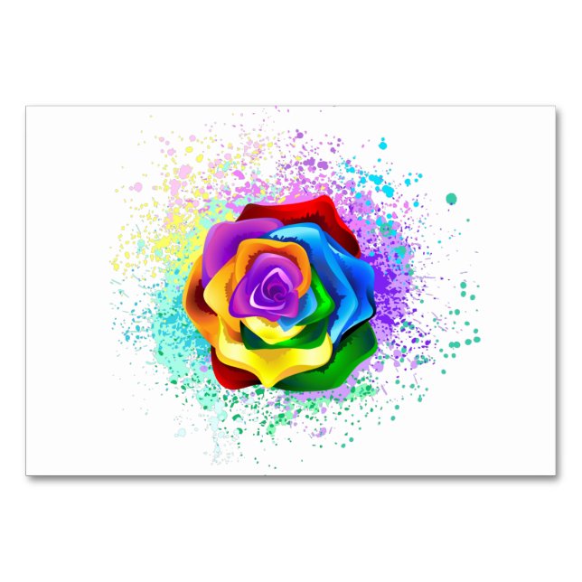 Rose des Regenbogens Tischnummer (Vorderseite)