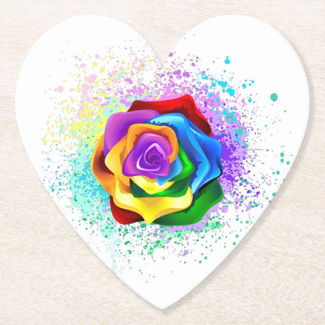 Rose des Regenbogens Untersetzer (Vorderseite)