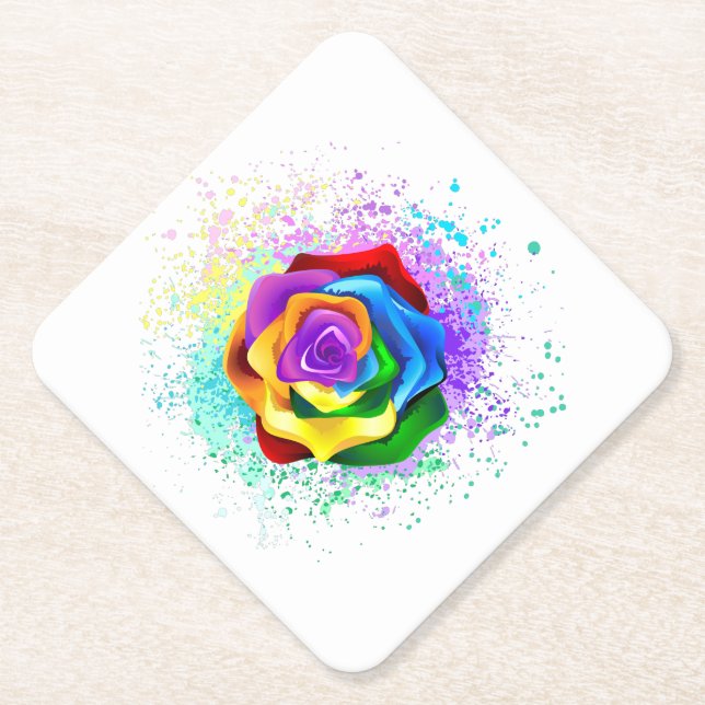 Rose des Regenbogens Untersetzer (Vorderseite)