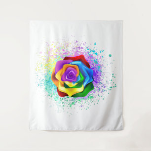 Rose des Regenbogens Wandteppich