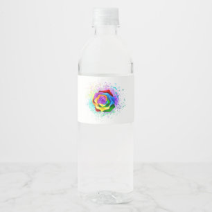Rose des Regenbogens Wasserflaschenetikett