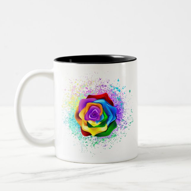 Rose des Regenbogens Zweifarbige Tasse (Links)
