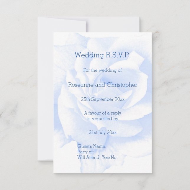 Rose Design Blau farbige Hochzeit RSVP Karte (Vorderseite)