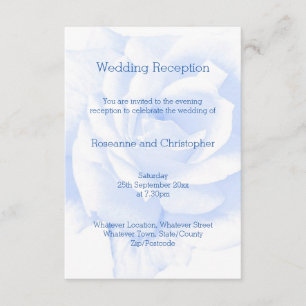 Rose Design Blau gefärbte Hochzeitsempfehlung Begleitkarte