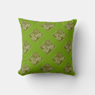 Rose Diamonds-12-Green-Square Throw Kissen