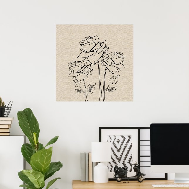 Rose, die Leinwand Blume Poster Gezeichnet (Heimbüro)