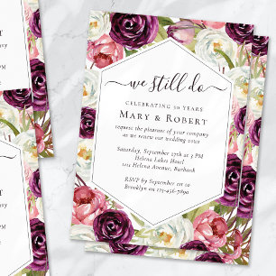Rose, die wir noch immer verlängern 50. Hochzeit Einladung