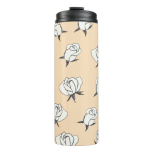 Rose Doodle: Einfach Vintag nahtlos. Thermosbecher