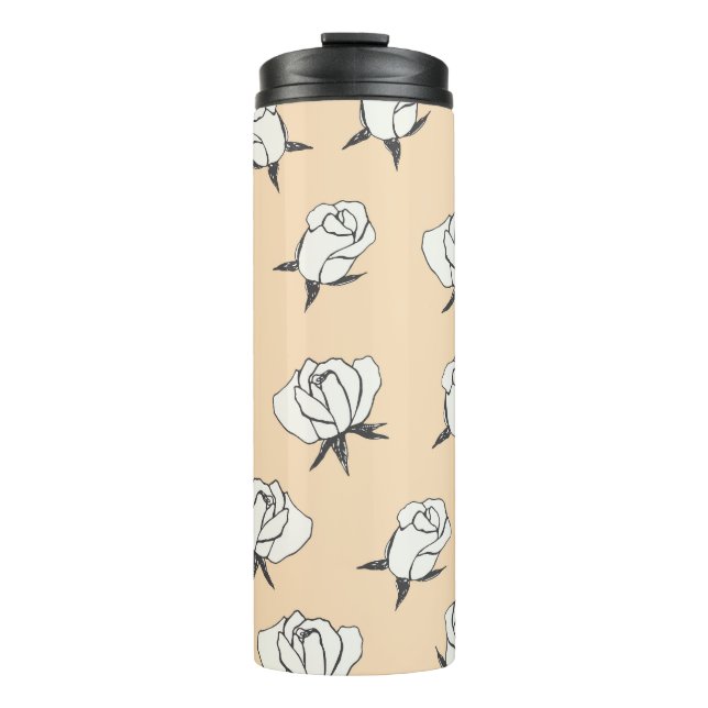 Rose Doodle: Einfach Vintag nahtlos. Thermosbecher (Vorderseite)