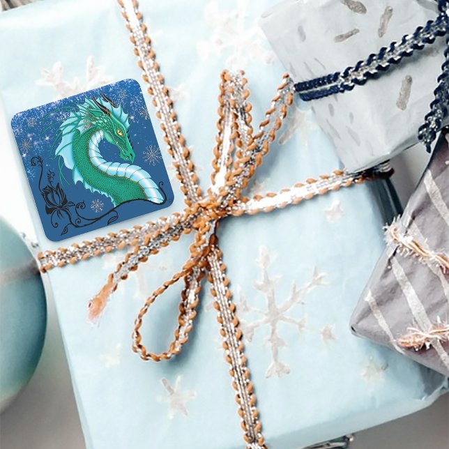 Rose Dragon Quadratischer Aufkleber (Von Creator hochgeladen)