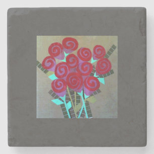 Rose-Drehkissen Steinuntersetzer