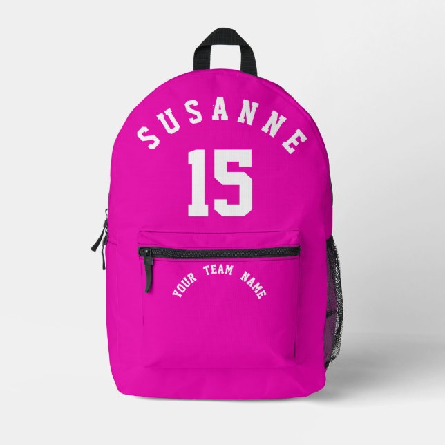 Rose Druck Nähen Fußballsport Mädchen rosa Schule Bedruckter Rucksack (Vorderseite)