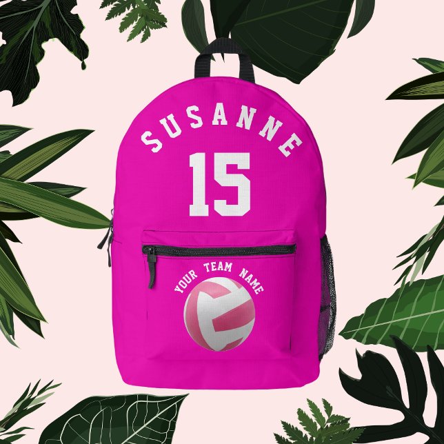Rose Druck Nähen Volleyball Girls Tasche Fuchsia (Rose Print Cut Sew Volleyball Girls bag Fuchsia)