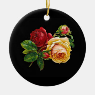 Rose Druckzubehör - Schwarz, Rot, Vintage Kunst Keramikornament
