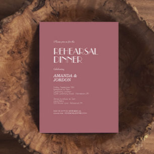 Rose   Dunkle Rose Hochzeit Probe Dinner Einladung