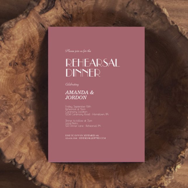 Rose | Dunkle Rose Hochzeit Probe Dinner Einladung (Von Creator hochgeladen)