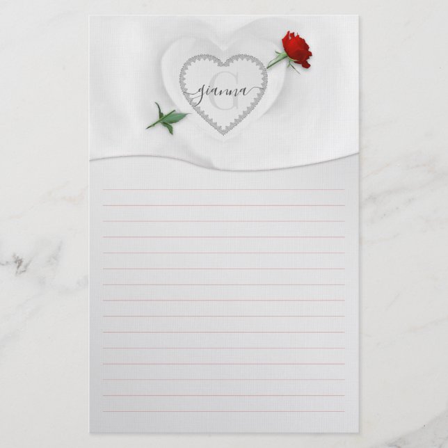 Rose durch das Herz-Geschichten Briefpapier (Vorderseite)