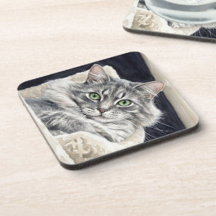 Rose, eine Katze mit auffallenden grünen Augen Getränkeuntersetzer