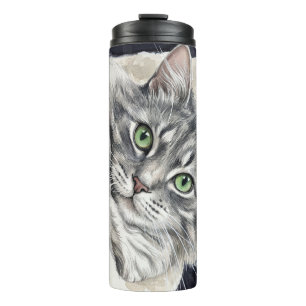 Rose, eine Katze mit auffallenden grünen Augen Thermosbecher